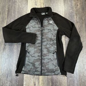 New Balance‎ Women's Small Camo Quilted Mixed Material Fleece Jacket Zip Thumb